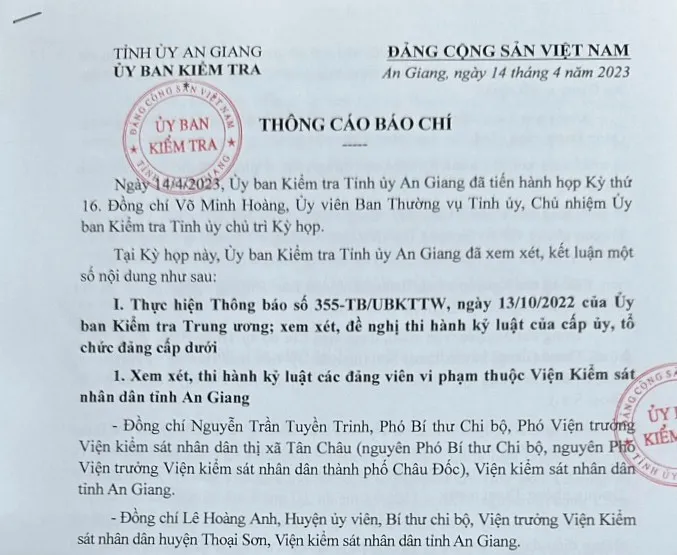 kỷ luật an giang