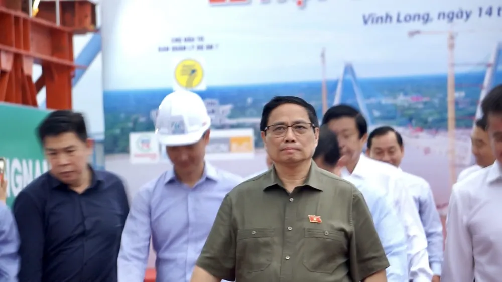 Thủ tướng Chính phủ Phạm Minh Chính tại lễ hợp long cầu Mỹ Thuận 2 Cầu Mỹ Thuận 2, cây cầu tự hào của Việt Nam