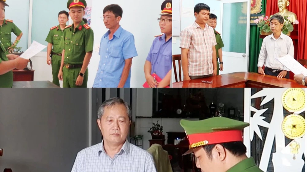Các bị can bị khởi tố, bắt tạm giam trước đó. Ảnh:HD sai-pham-boi-thuong-long-xuyen.jpg