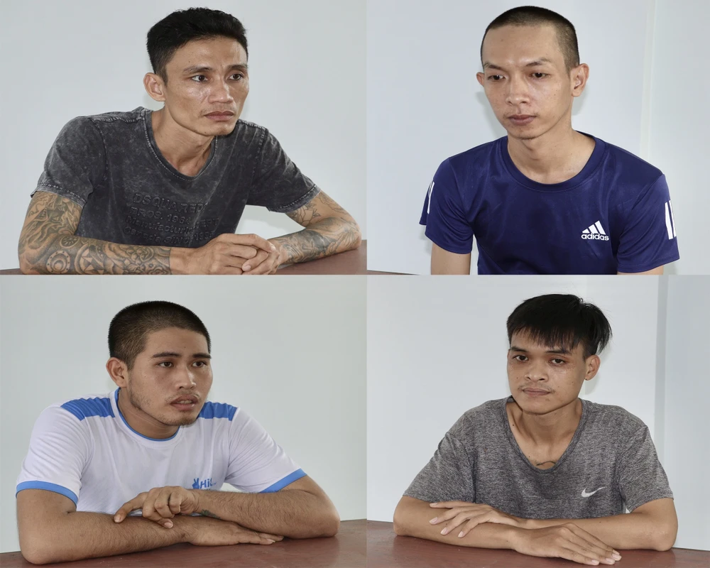 Các bị can trong vụ bắt, giữ người trái pháp luật tại tiệm sửa xe ở tỉnh Vĩnh Long. Ảnh: CA bat-giu-nguoi-trai-phap-luat-vinh-long.jpg