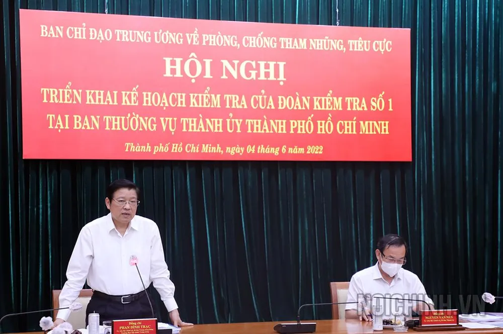 Trưởng Ban Nội chính Trung ương Phan Đình Trạc phát biểu chỉ đạo. Ảnh: BAN NỘI CHÍNH TRUNG ƯƠNG