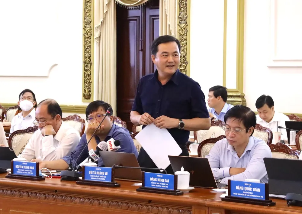 Ông Bùi Tá Hoàng Vũ, Giám đốc Sở Công thương TP.HCM, phát biểu. Ảnh: TTBC
