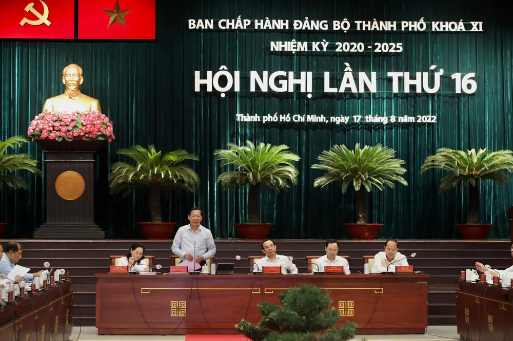 Toàn cảnh hội nghị lần thứ 16 Ban Chấp hành Đảng bộ TP.HCM. Ảnh: NGUYỆT NHI