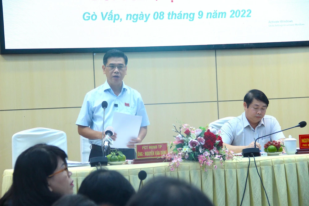 HĐND TP.HCM giám sát quận Gò Vấp về việc thực hiện Nghị quyết 131. Ảnh: LÊ THOA