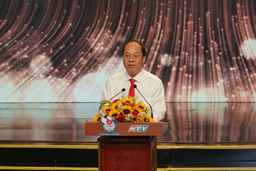 Phó Bí thư Thành uỷ TP.HCM Nguyễn Hồ Hải phát biểu tại buổi lễ. Ảnh: BẢO PHƯƠNG