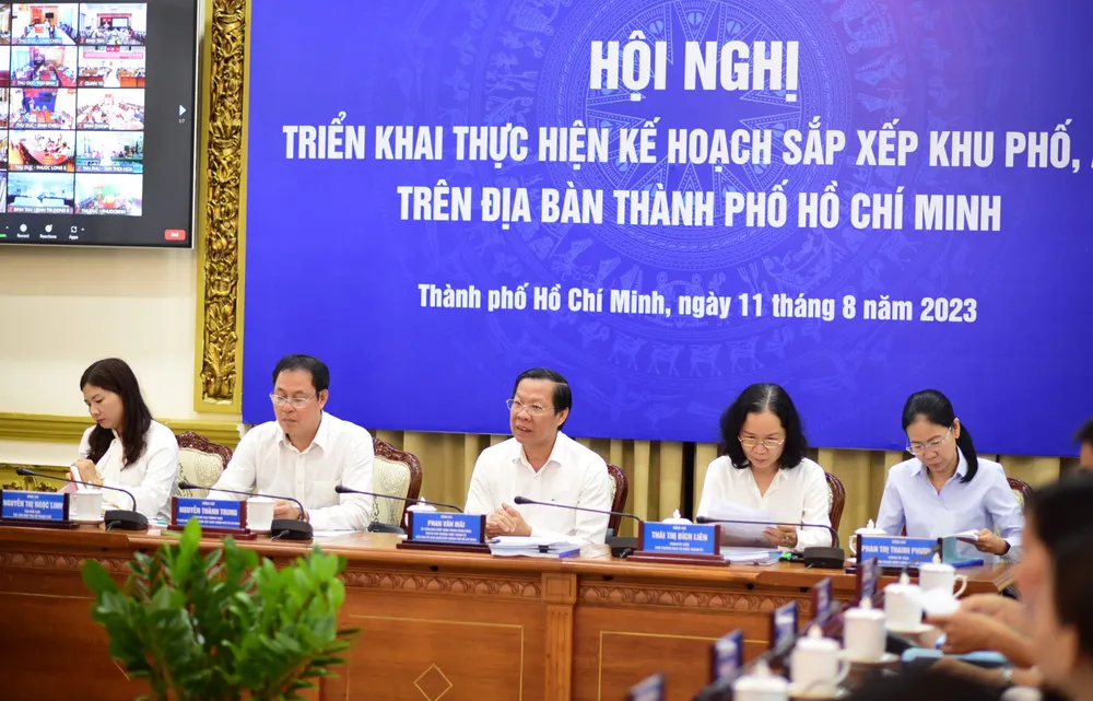 Chủ tịch UBND TP.HCM Phan Văn Mãi tham dự hội nghị. Ảnh: HÀ THƯ