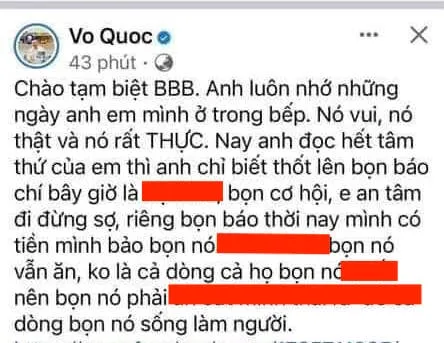 Bài đăng xúc phạm báo chí trên Facebook Vo Quoc (được cho là của đầu bếp Võ Quốc). Ảnh chụp màn hình vo-quoc-xuc-pham-bc-5846-7765.jpeg