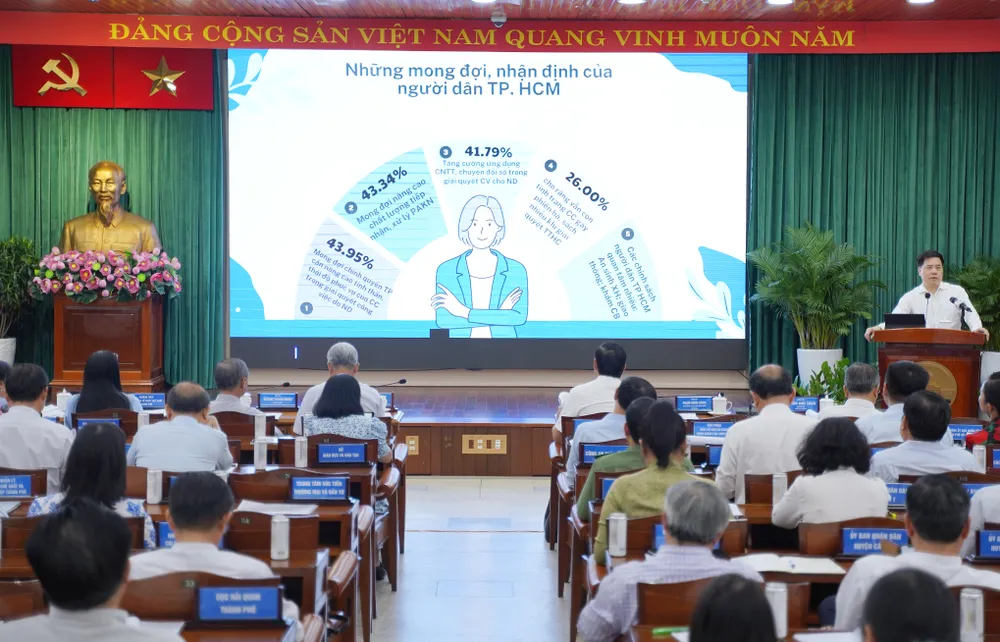 Toàn cảnh buổi hội nghị về các chỉ số cải cách hành chính TP.HCM. Ảnh: THUẬN VĂN chi-so-par-index-1.jpg