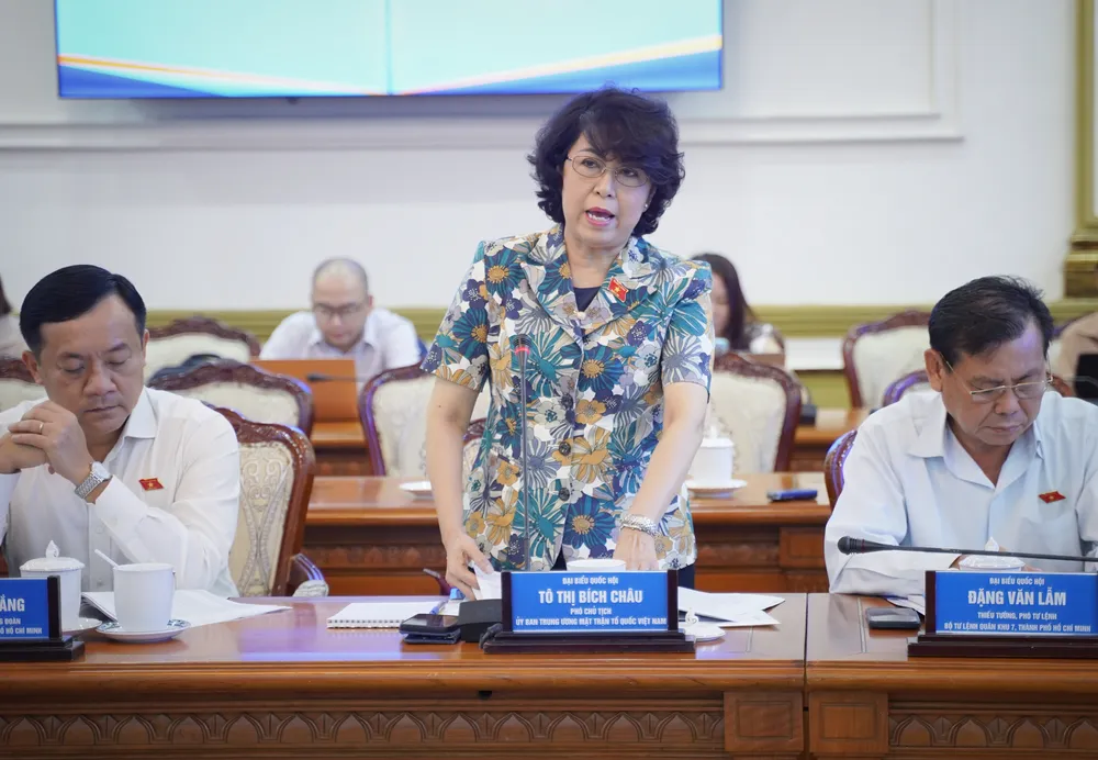 ĐB Tô Thị Bích Châu, Phó Chủ tịch Uỷ ban Trung ương MTTQ Việt Nam, nêu ý kiến về quỹ nhà tái định cư đang bị bỏ trống. Ảnh: THUẬN VĂN dau-gia-dat-thu-thiem-2.jpg