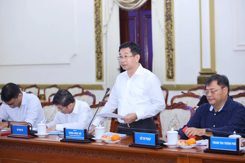 Phiên thảo luận về hoàn thiện thể chế, tổ chức bộ máy do Phó Chủ tịch UBND TP.HCM Dương Ngọc Hải chủ trì. Ảnh: NGUYỆT NHI Luat-to-chuc-chinh-quyen-do-thi-tem.jpg