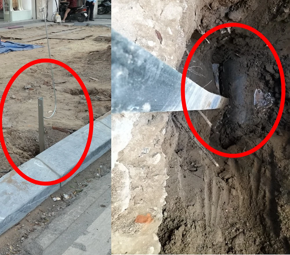 Đơn vị thi công đóng cọc tiếp địa nằm trong hành lang bảo vệ tuyến cáp ngầm từ trạm 220kV Thành Công đến trạm 110kV Phương Liệt.