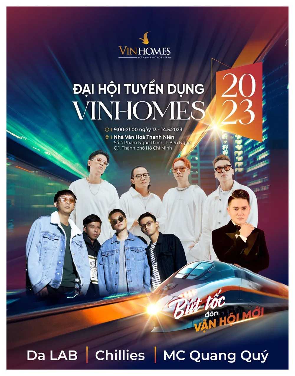 Chương trình có sự góp mặt của nhiều ca sỹ, nhóm nhạc nổi tiếng cùng các buổi toạ đàm đến từ những chuyên gia nổi tiếng trong lĩnh vực tuyển dụng, bất động sản.