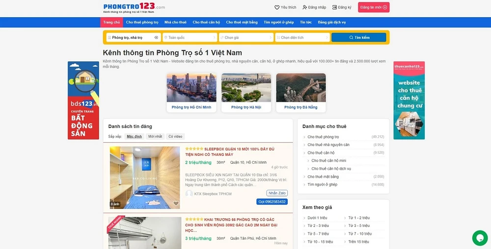 Phongtro123 - Giải pháp cho các vấn đề tìm trọ trung tâm trung tâm