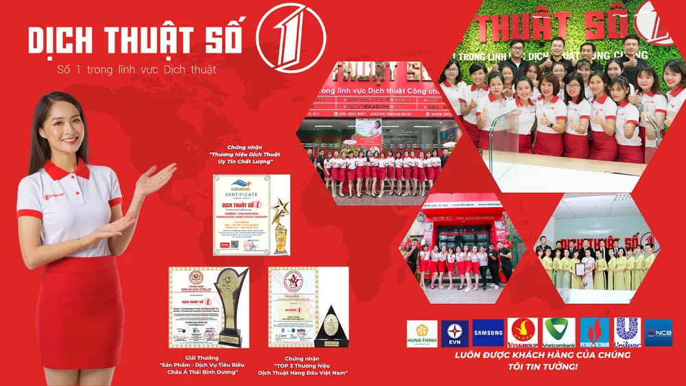Dịch thuật số 1 - Thương hiệu nổi tiếng với 10 năm dịch thuật công chứng