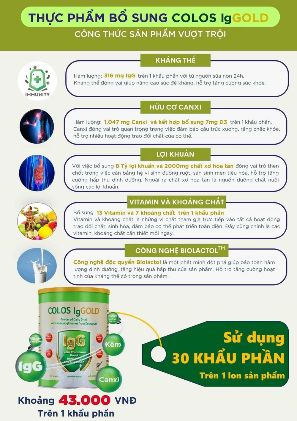 Colos IgGold hỗ trợ tăng cường sức đề kháng cho cơ thể