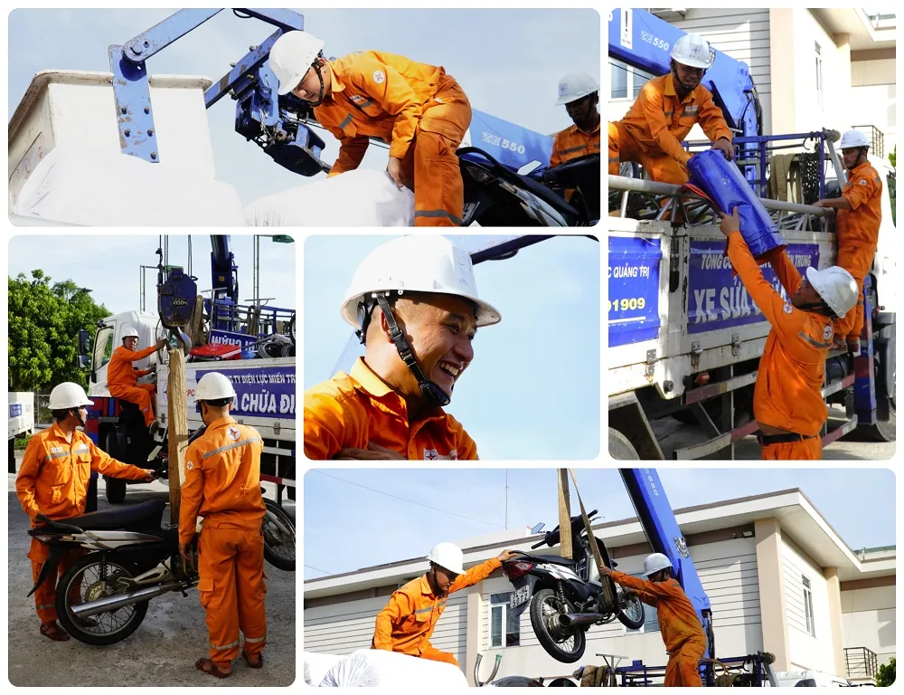 Phương tiện di chuyển, thiết bị, vật tư... được Đội xung kích PC Quảng Trị chuẩn bị đầy đủ, sẵn sàng triển khai nhiệm vụ trong mọi tình huống. EVN huy động các tổng công ty điện lực hỗ trợ thi công dự án đường dây 500kV mạch 3 Quảng Trạch - Phố Nối