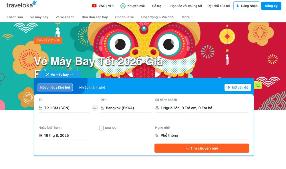 Mẹo 'vàng' giúp săn vé máy bay Tết Bính Ngọ 2026 giá hời từ Traveloka
