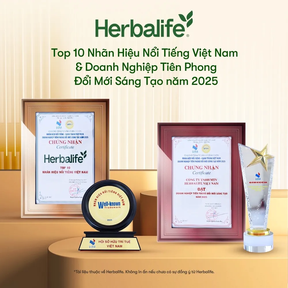Herbalife Việt Nam đạt Chứng nhận Top 10 Nhãn hiệu nổi tiếng Việt Nam năm 2025