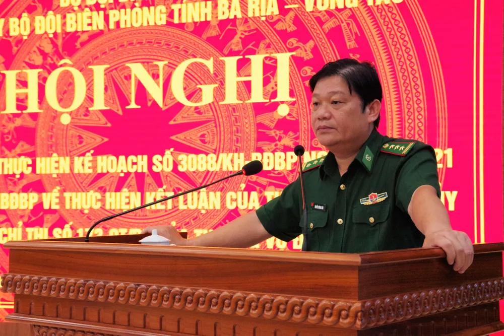 Thượng tá Nguyễn Hùng Sơn, Chỉ huy trưởng Biên phòng tỉnh Bà Rịa-Vũng Tàu tại hội nghị-Ảnh:QA Thượng tá Nguyễn Hùng Sơn, Chỉ huy trưởng Biên phòng tỉnh Bà Rịa-Vũng Tàu tại hội nghị-Ảnh:QA