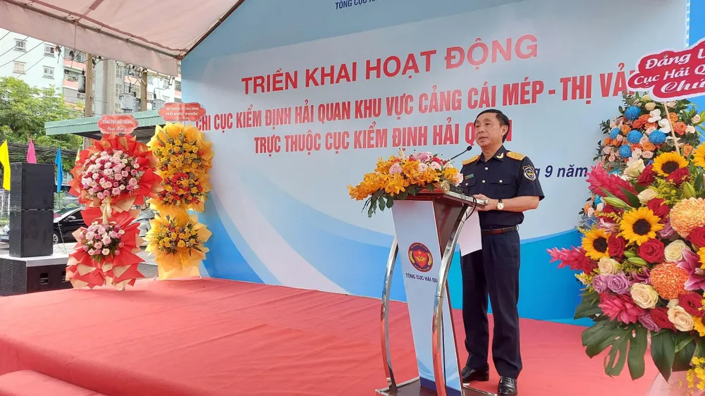 Ông Hoàng Việt Cường, phó Tổng cục trưởng Tổng cục Hải quan tại buổi lễ. Ảnh: HS