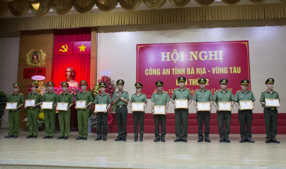 Các đơn vị quyết thắng năm 2022 của công an tỉnh Bà Rịa-Vũng Tàu. Ảnh: TD