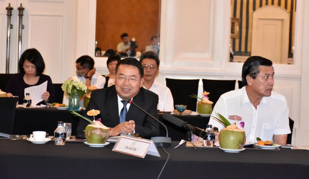 Ông Tôn Thiện San, chủ tịch UBND TP Đà Lạt phát biểu tại hội nghị Ông Tôn Thiện San