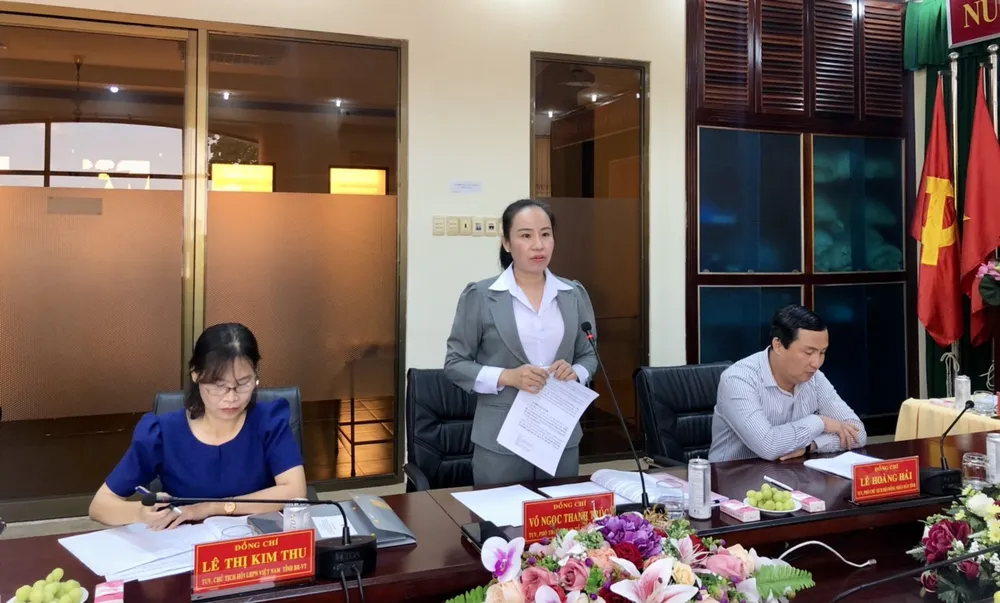Bà Võ Ngọc Thanh Trúc, Phó Ban Tổ chức Tỉnh ủy tỉnh Bà Rịa-Vũng Tàu nêu ý kiến tại tọa đàm. Ảnh: MC