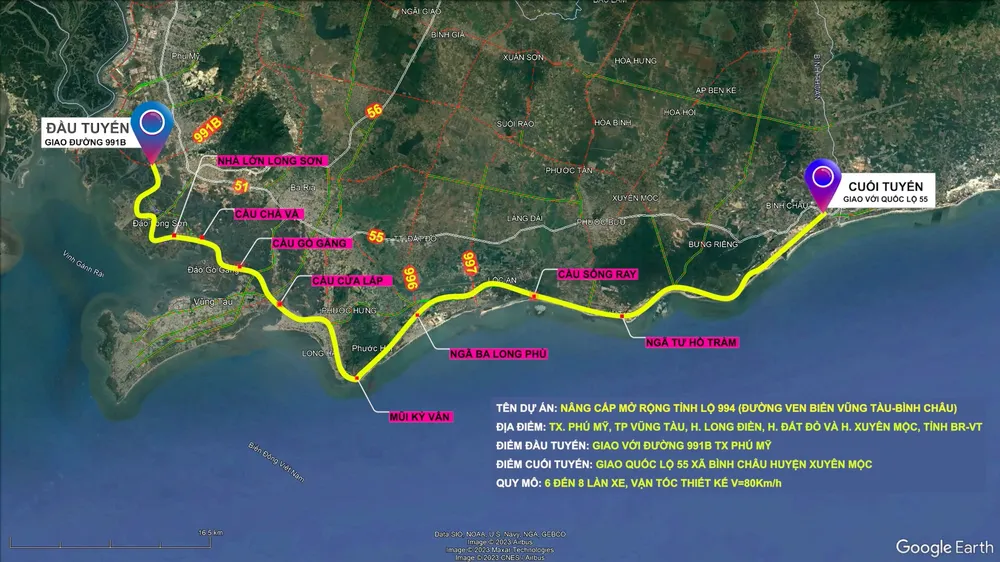 Trong sáu tháng đầu năm 2023, Bà Rịa-Vũng Tàu đã khởi công nhiều tuyến đường giao thông kết nối quan trọng. Ảnh: BQLDA