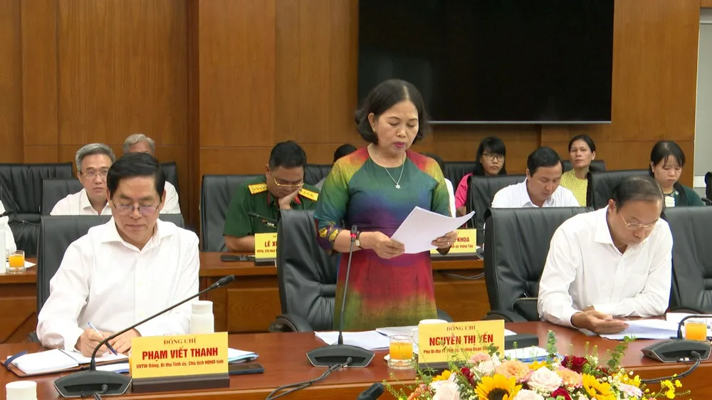 Ban Thường vụ Tỉnh ủy tỉnh Bà Rịa-Vũng Tàu báo cáo với Đoàn kiểm tra tại buổi làm việc. Ảnh: KN Ba-Ria-Vung-Tau.jpg