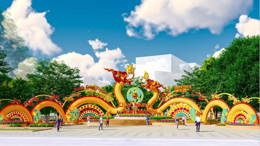 Biểu tượng Con rồng sẽ được lắp đặt, trang trí tại khu vực trung tâm công viên Bãi Trước, Vũng Tàu. Ảnh: TPVT Bà Rịa- Vũng Tàu bắn pháo hoa ở 9 điểm, nhiều hoạt động văn hóa, chăm lo Tết Giáp Thìn