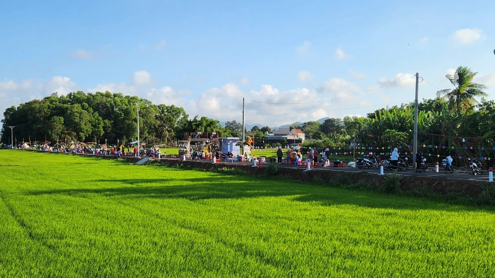 Chợ ẩm thực độc đáo bên cánh đồng lúa An Nhứt. Ảnh: TK Bà Rịa- Vũng Tàu: Chợ ẩm thực trên con đường quanh cánh đồng lúa độc, lạ hút khách