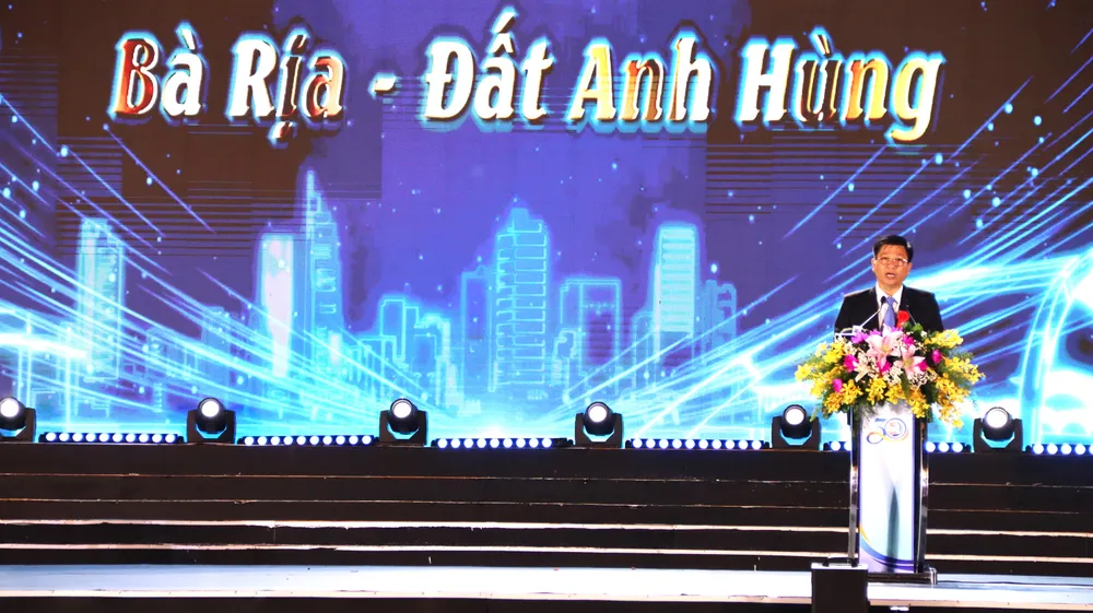Ông Trần Văn Tuấn, Bí thư Thành ủy TP. Bà Rịa phát biểu tại lễ kỷ niệm. Ảnh: TK ba-ria-h9.JPG