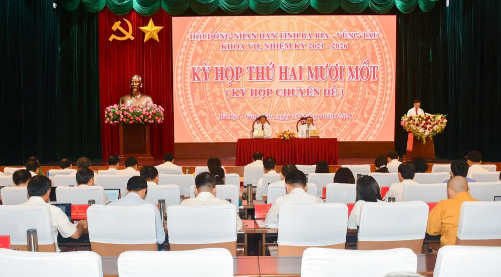 Kỳ họp thứ 21 HĐND tỉnh Bà Rịa- Vũng Tàu khóa VII, nhiệm kỳ 2021-2026. Ảnh: TK Bà Rịa- Vũng Tàu: Mức hỗ trợ thành viên Tổ Bảo vệ an ninh, trật tự ở cơ sở cao nhất là 4,7 triệu đồng
