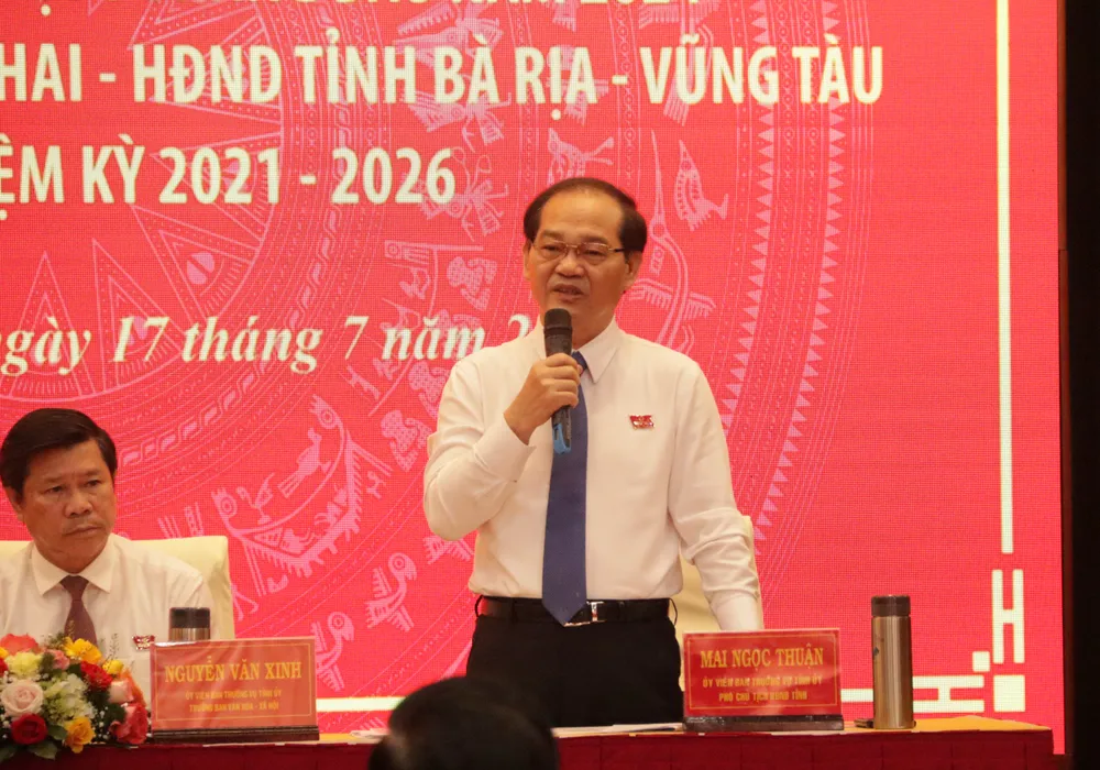 Ông Mai Ngọc Thuận, Phó Chủ tịch HĐND tỉnh Bà Rịa- Vũng Tàu chia sẻ tại họp báo. Ảnh: TK Ong-Mai-Ngoc-Thuan-H2.JPG