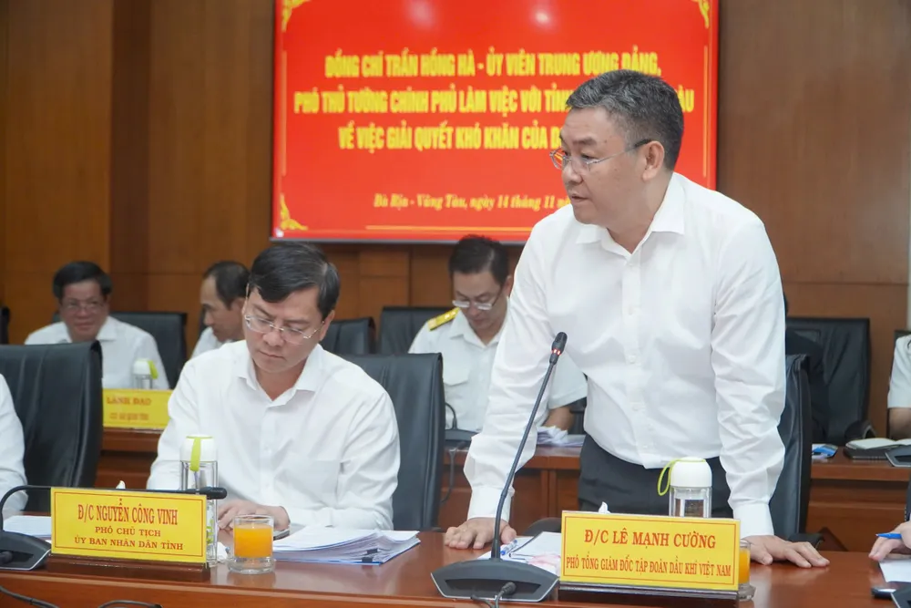 Ông Lê Mạnh Cường, Phó Tổng Giám đốc Tập đoàn Dầu khí Việt Nam phát biểu tại buổi làm việc. Ảnh: TK Ong-Le-Manh-Cuong.jpg
