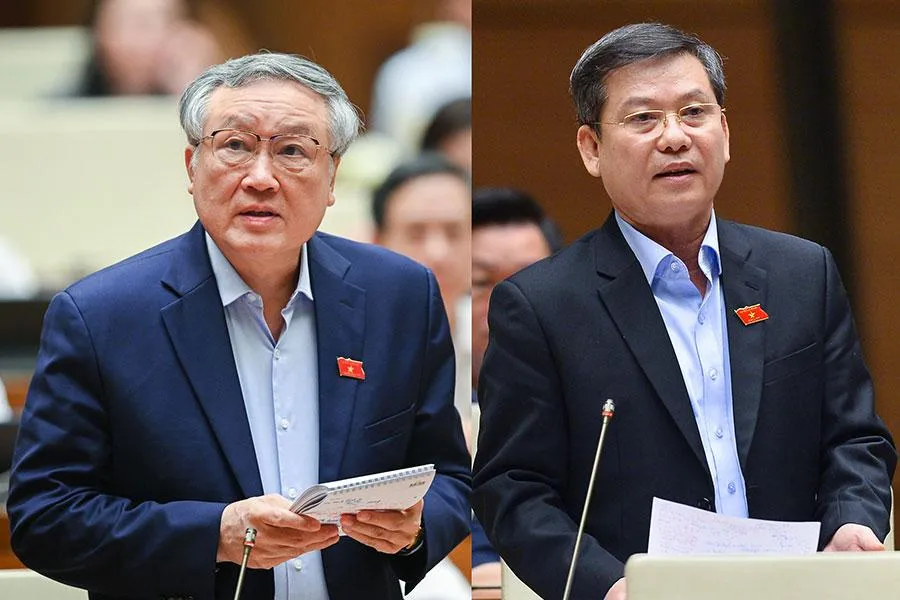 Chánh án TAND Tối cao Nguyễn Hòa Bình (trái) và Viện trưởng VKSND Tối cao Lê Minh Trí. Ảnh: QH Chánh án TAND Tối cao Nguyễn Hòa Bình (trái) và Viện trưởng VKSND Tối cao Lê Minh Trí. Ảnh: QH