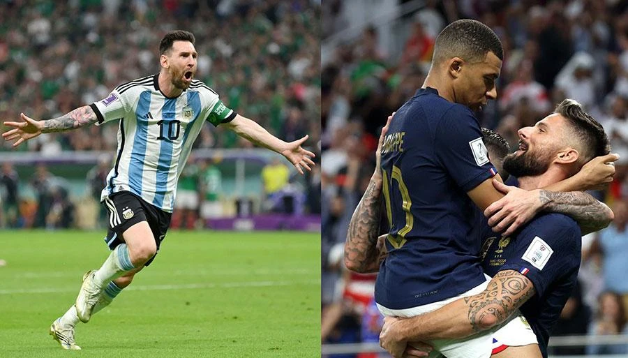 Argentina đi vào lịch sử với niềm vui trận cuối khoác áo đội tuyển của Messi hay Pháp thêm sao với sức công phá của bộ đôi Mbappe - Giroud? Ảnh: AFP, REUTERS
