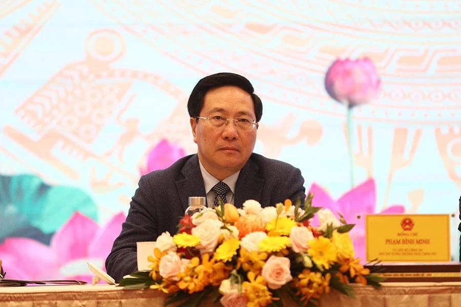 Phó Thủ tướng Phạm Bình Minh tại Hội nghị toàn quốc triển khai công tác tư pháp năm 2023 chiều 19-12. Ảnh: TN