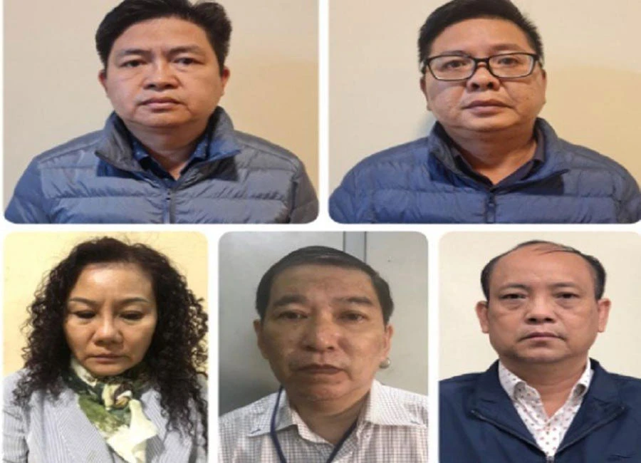 Các cựu lãnh đạo Công ty CP Phát triển nhà Thủ Đức (Thuduc House) tại thời điểm bị bắt. Ảnh: CA