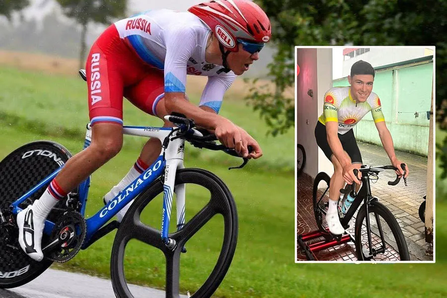 Vừa đến Việt Nam, tay đua Petr Rikunov đã lao vào tập luyện trong màu áo Tập đoàn Lộc Trời… Ảnh: UEC - P.HUY