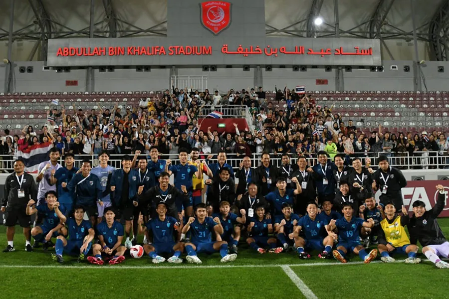 Thái Lan tự tin với lứa cầu thủ vừa đoạt hạng tư Doha Cup sẽ vô địch SEA Games 32. Ảnh: FAT