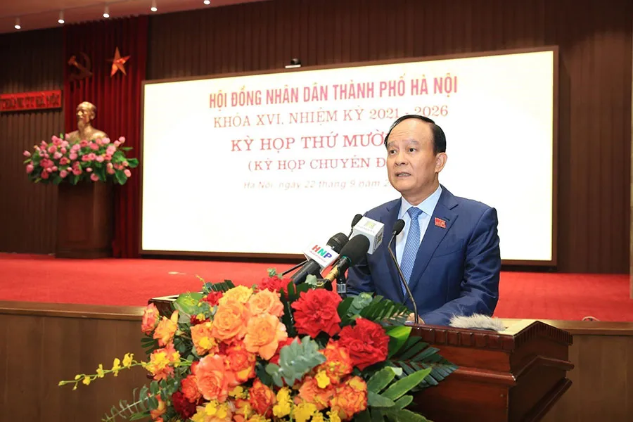 Chủ tịch HĐND TP Hà Nội Nguyễn Ngọc Tuấn phát biểu khai mạc kỳ họp. Ảnh: NGUYỄN HỢP P6-anhchinh-bai-ThanhXuan-quy.jpg