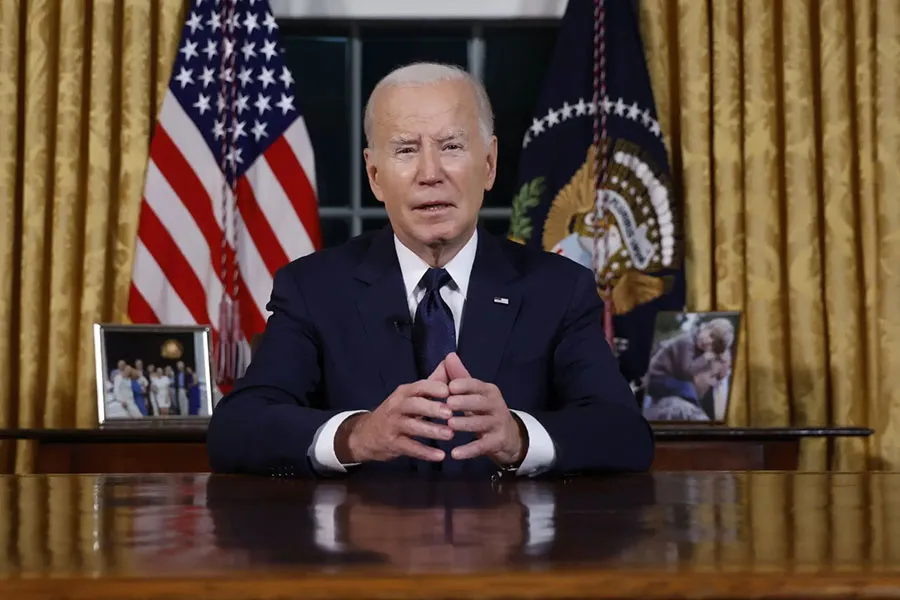 Tổng thống Mỹ Joe Biden phát biểu về xung đột Israel - Hamas và Nga - Ukraine vào ngày 19-10. Ảnh: JONATHAN ERNST/ POOL ẢNH-CHÍNH-_-P16.jpg