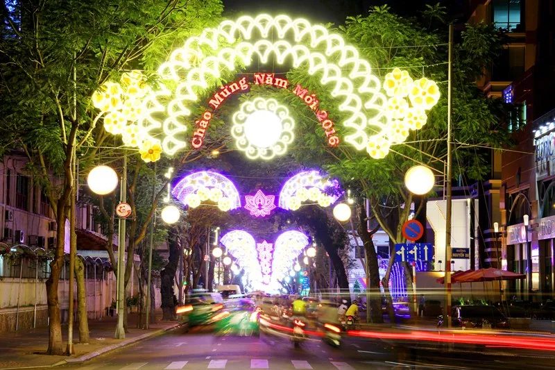 Phố Sài Gòn rực rỡ đèn hoa đón mùa xuân mới ảnh 7
