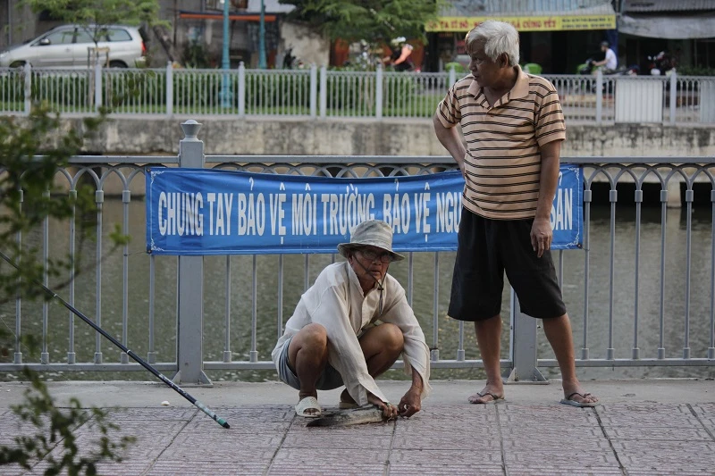 Ngang nhiên chài lưới bắt cá trên kênh Nhiêu Lộc ảnh 7