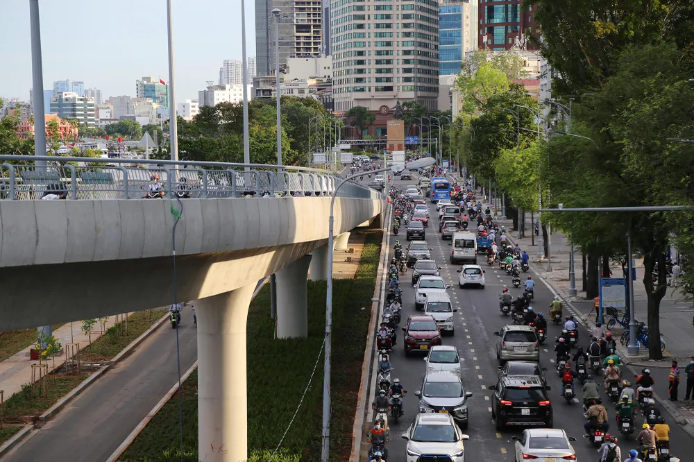 Dự án được hoàn thành hứa hẹn giảm kẹt xe khu vực quận 1, nút giao Tôn Đức Thắng - Nguyễn Hữu Cảnh.