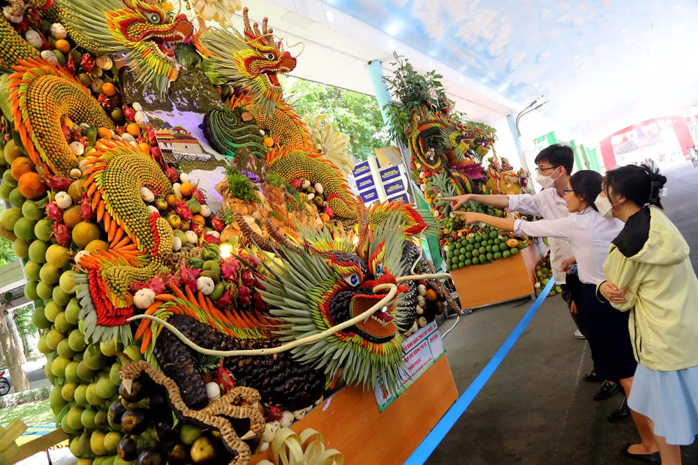 Hội thi Nghệ thuật tạo hình bằng trái cây trong khuôn khổ Lễ hội trái cây Nam Bộ được du khách trong và ngoài nước mong đợi nhiều nhất.