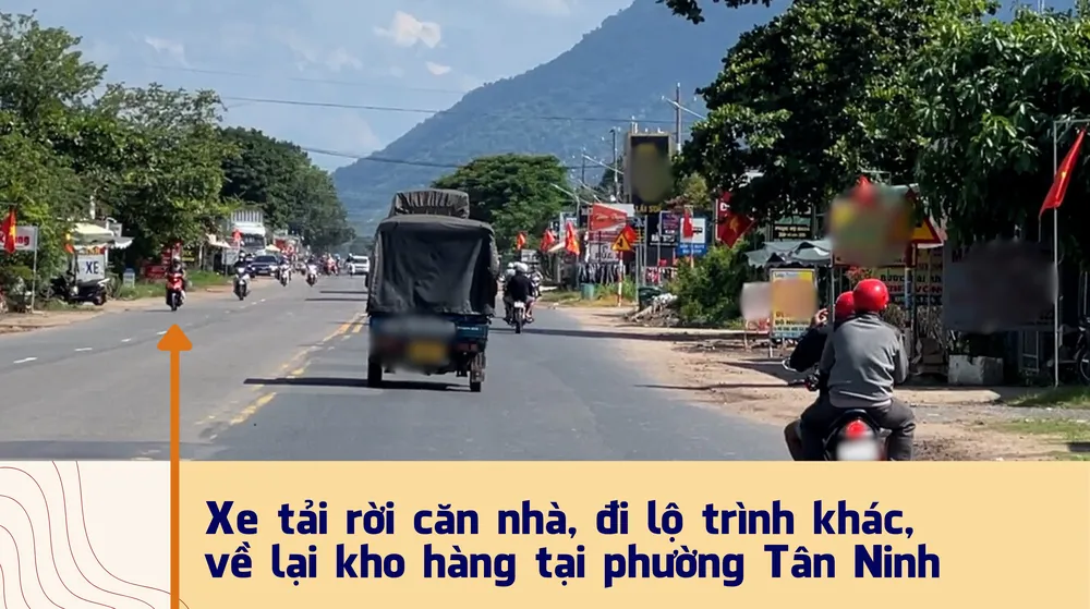 13. Xe tải rời căn nhà, đi lộ trình khác, về lại kho hàng tại phường Tân Ninh.png