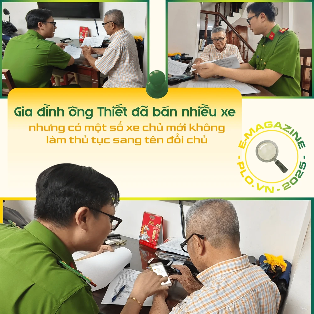 Chùm ảnh 3 với chú thích ảnh_ Gia đình ông Thiết đã bán nhiều xe nhưng có một số xe chủ mới không làm thủ tục sang tên đổi chủ (1).png