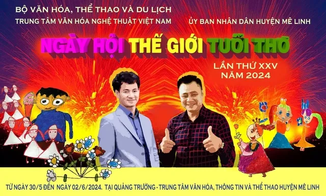 Tại ngày hội thế giới tuổi thơ, các bạn nhỏ sẽ được giao lưu với các nghệ sĩ như Xuân Bắc, Tự Long Ảnh: UBND huyện Mê Linh ngày hội thế giới tuổi thơ.jpeg
